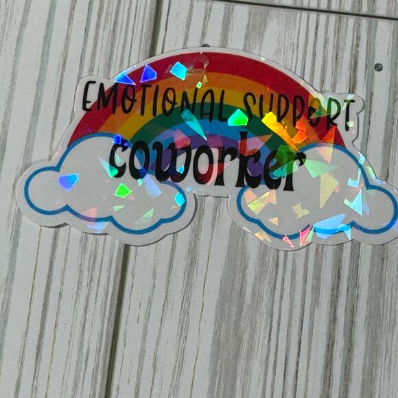 Waterproof Vinyl Sticker "Emotional Support Co-Worker" Mental Health - Picture 2 of 3